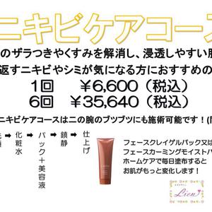 新メニューの「ニキビケアコース」です